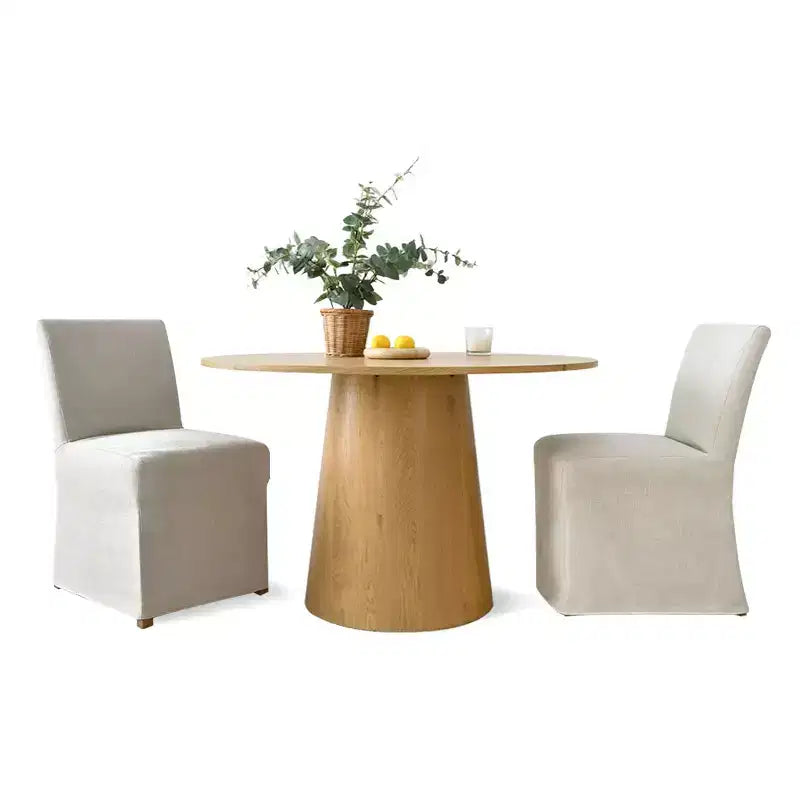 Ensemble table et chaises de salle à manger 3 pièces, table ronde de 89 cm avec chaises déhoussables rembourrées pour coin repas ou petit espace - Panipeachy