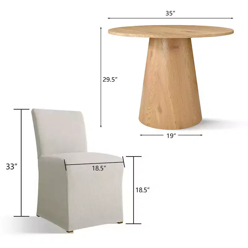 Ensemble table et chaises de salle à manger 3 pièces, table ronde de 89 cm avec chaises déhoussables rembourrées pour coin repas ou petit espace - Panipeachy