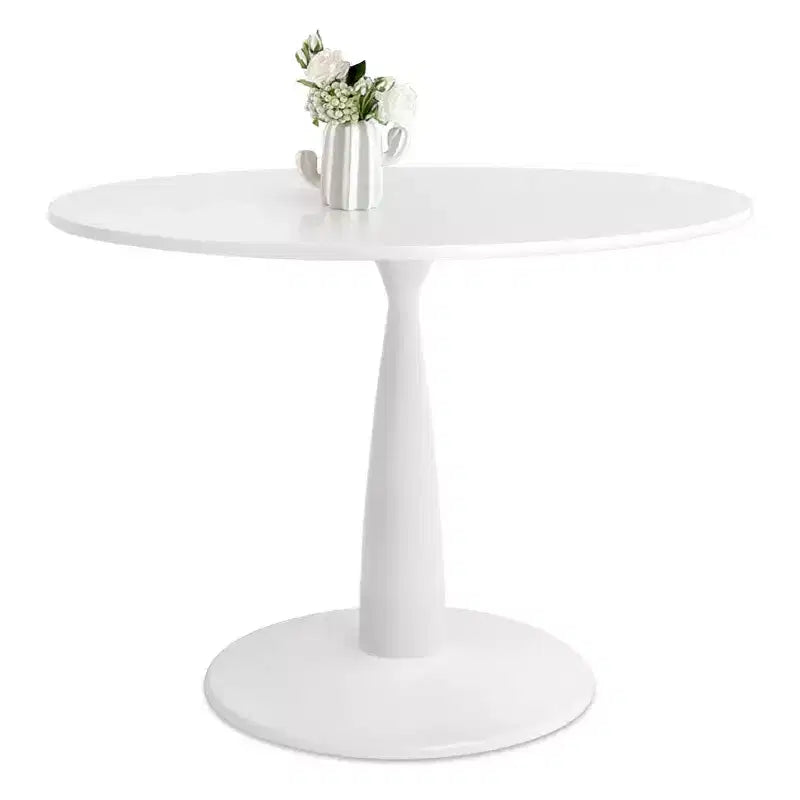 Ensemble de salle à manger 5 pièces petite table ronde pour 4, table piédestal ronde 35 pouces avec 4 chaises de salle à manger en bouclette dossier en rotin double couche. Salle à manger-Panipeachy
