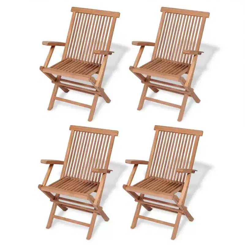 vidaXL Table et chaises de jardin Couleur bois chaud Bois de teck massif Lot de 5 pièces