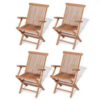 vidaXL Table et chaises de jardin Couleur bois chaud Bois de teck massif Lot de 5 pièces