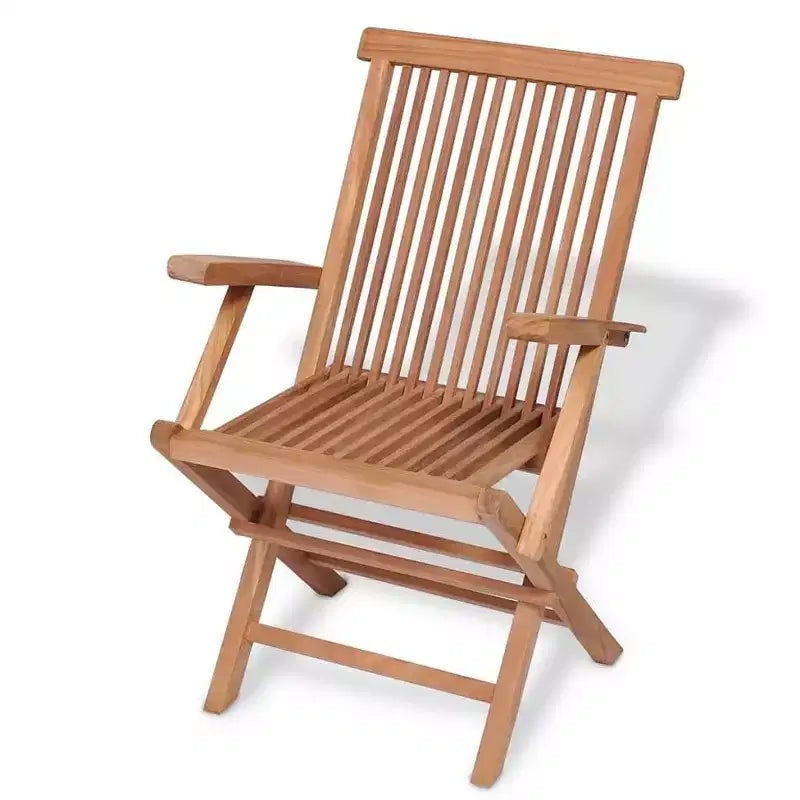 vidaXL Table et chaises de jardin Couleur bois chaud Bois de teck massif Lot de 5 pièces