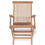 vidaXL Table et chaises de jardin Couleur bois chaud Bois de teck massif Lot de 5 pièces