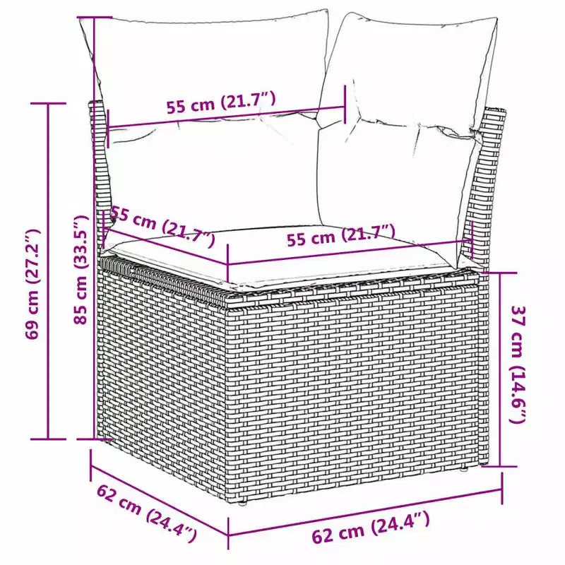 vidaXL Ensemble de canapés de jardin 10 pièces avec coussins en rotin synthétique marron (États-Unis uniquement) - Marron et rouge