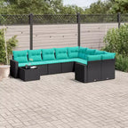 vidaXL Ensemble de canapés de jardin 10 pièces avec coussins en rotin synthétique marron (États-Unis uniquement) - Marron et rouge