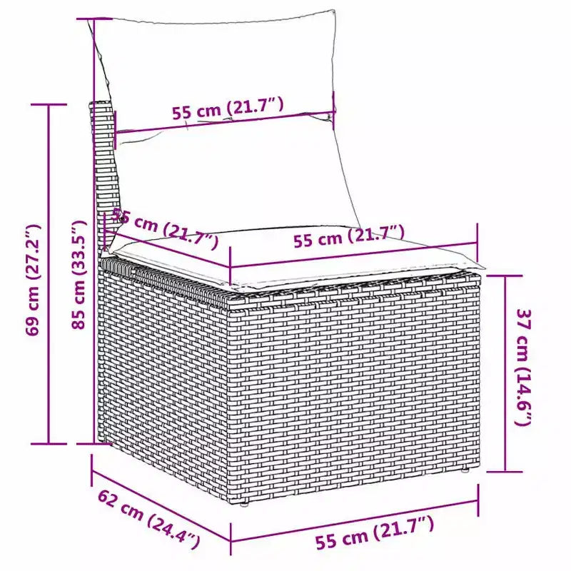 vidaXL Ensemble de canapés de jardin 10 pièces avec coussins en rotin synthétique marron (États-Unis uniquement) - Marron et rouge