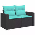 vidaXL Ensemble de canapés de jardin 10 pièces avec coussins en rotin synthétique marron (États-Unis uniquement) - Marron et rouge