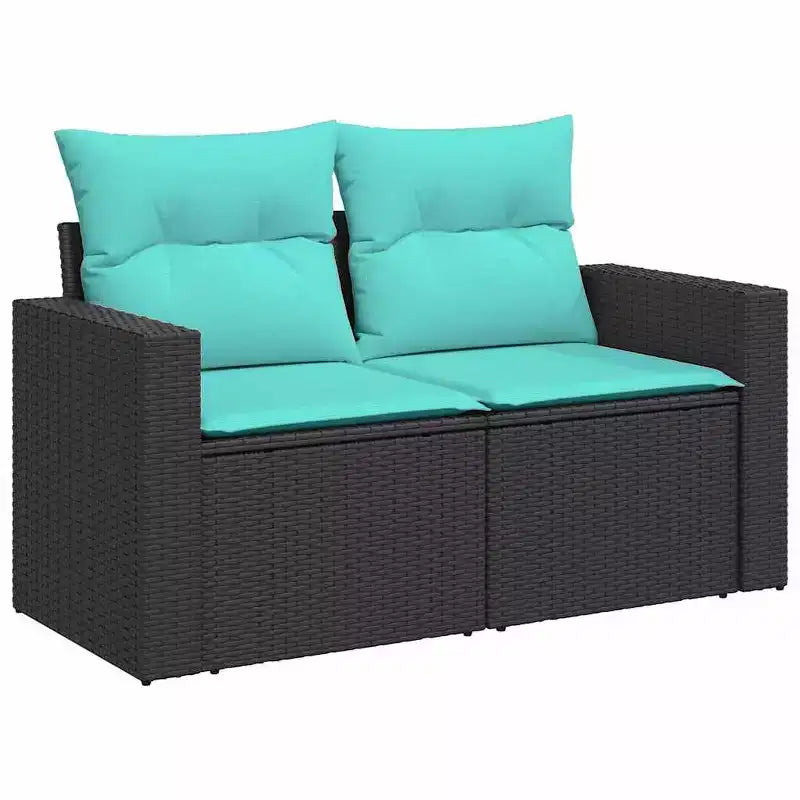 vidaXL Ensemble de canapés de jardin 10 pièces avec coussins en rotin synthétique marron (États-Unis uniquement) - Marron et rouge