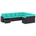 vidaXL Ensemble de canapés de jardin 10 pièces avec coussins en rotin synthétique marron (États-Unis uniquement) - Marron et rouge