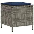 vidaXL Ensemble de canapés de jardin gris, en résine tressée bleu marine et acier thermolaqué