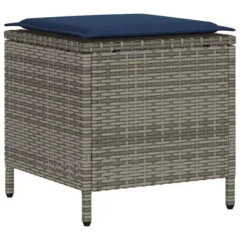 vidaXL Ensemble de canapés de jardin gris, en résine tressée bleu marine et acier thermolaqué