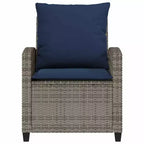 vidaXL Ensemble de canapés de jardin gris, en résine tressée bleu marine et acier thermolaqué