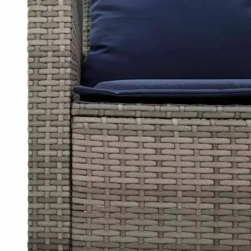 vidaXL Ensemble de canapés de jardin gris, en résine tressée bleu marine et acier thermolaqué