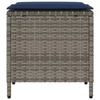 vidaXL Ensemble de canapés de jardin gris, en résine tressée bleu marine et acier thermolaqué