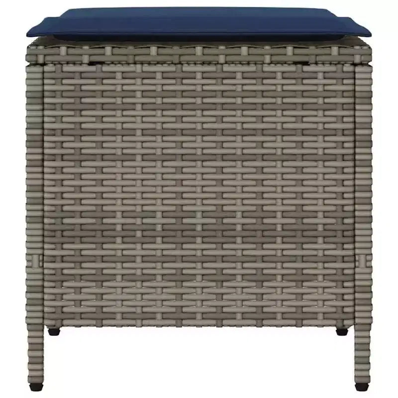 vidaXL Ensemble de canapés de jardin gris, en résine tressée bleu marine et acier thermolaqué
