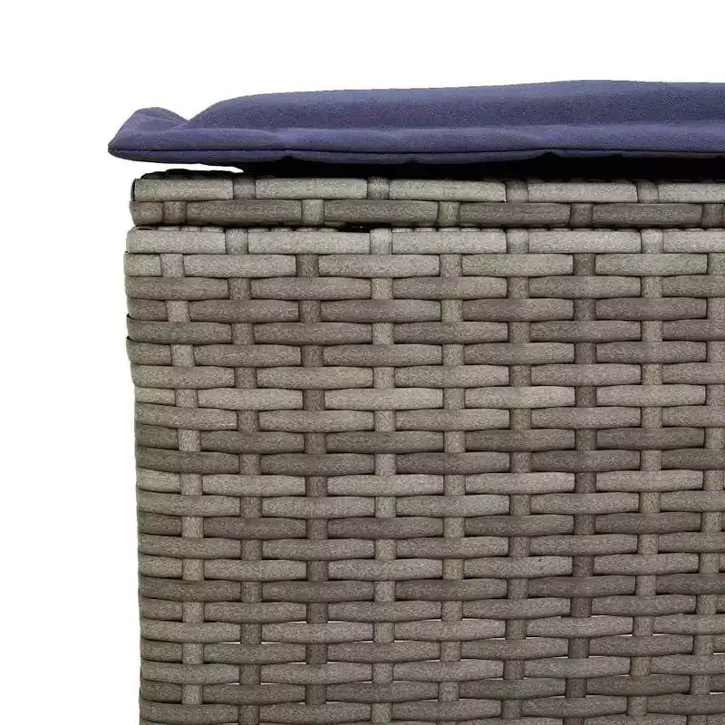 vidaXL Ensemble de canapés de jardin gris, en résine tressée bleu marine et acier thermolaqué