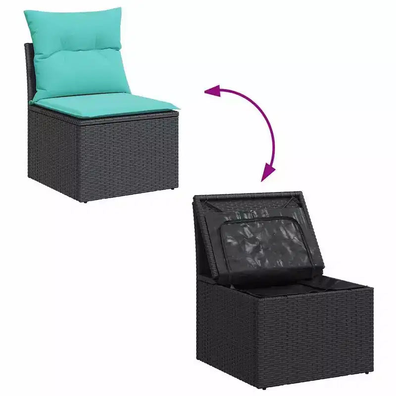 vidaXL Ensemble de canapés de jardin 8 pièces avec coussins Gris Résine tressée Bois d'acacia