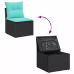 vidaXL Salon de jardin avec coussins 5 pcs Résine tressée noir - Noir sans table Bleu