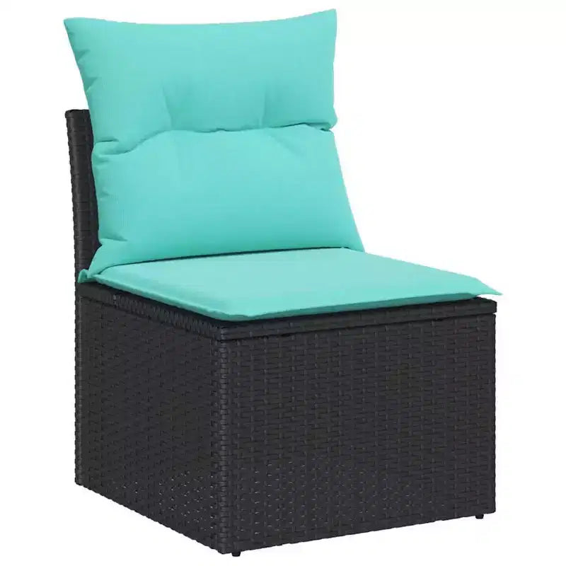 vidaXL Salon de jardin avec coussins 5 pcs Résine tressée noir - Noir sans table Bleu