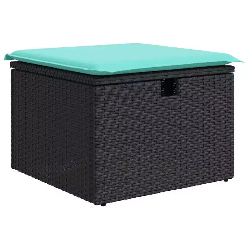 vidaXL Salon de jardin avec coussins 5 pcs Résine tressée noir - Noir sans table Bleu