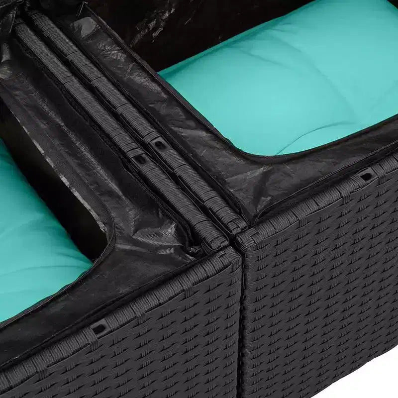 vidaXL Salon de jardin avec coussins 5 pcs Résine tressée noir - Noir sans table Bleu