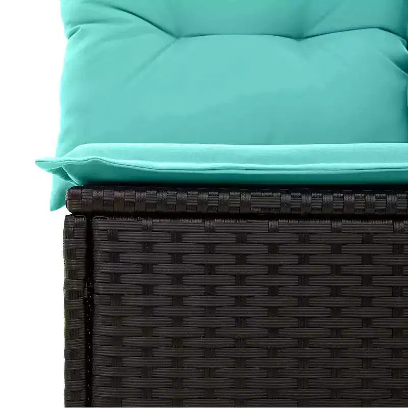 vidaXL Salon de jardin avec coussins 5 pcs Résine tressée noir - Noir sans table Bleu