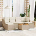 vidaXL Salon de jardin 7 pcs avec coussins Noir et crème Résine tressée