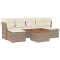 vidaXL Salon de jardin 7 pcs avec coussins Noir et crème Résine tressée