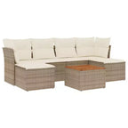 vidaXL Salon de jardin 7 pcs avec coussins Noir et crème Résine tressée