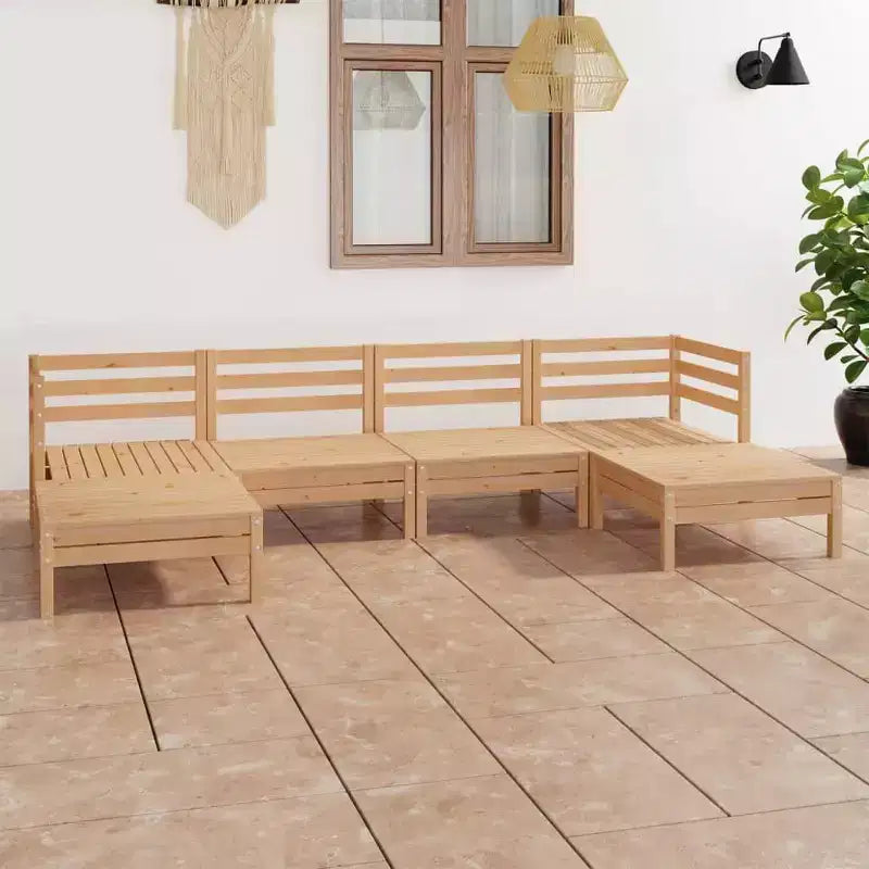 vidaXL Salon de jardin 6 pièces Canapé d'angle de jardin Bois de pin massif