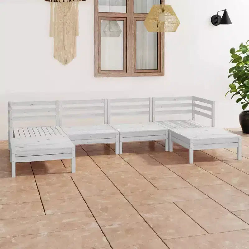 vidaXL Salon de jardin 6 pièces Canapé d'angle de jardin Bois de pin massif