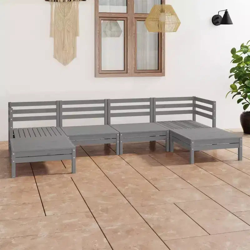 vidaXL Salon de jardin 6 pièces Canapé d'angle de jardin Bois de pin massif