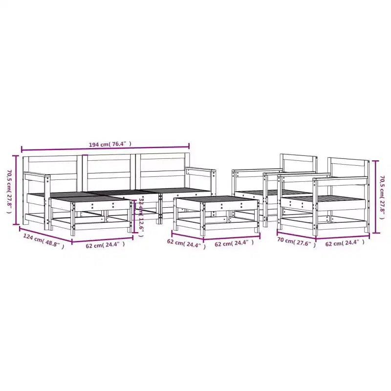 vidaXL Ensemble de jardin modulable Grand modèle en pin massif naturel