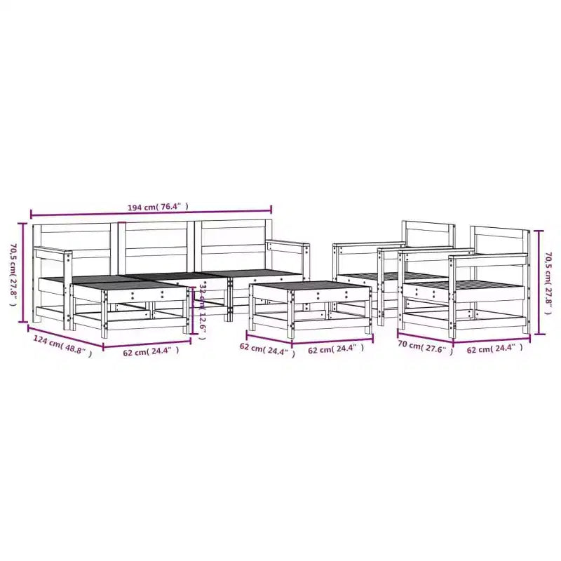 vidaXL Ensemble de jardin modulable Grand modèle en pin massif naturel