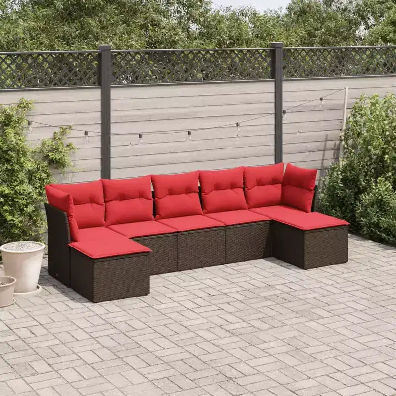 vidaXL Salon de jardin modulaire 7 pièces en résine tressée noire