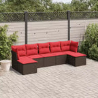 vidaXL Salon de jardin modulaire 7 pièces en résine tressée noire