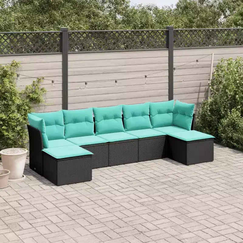 vidaXL Salon de jardin modulaire 7 pièces en résine tressée noire