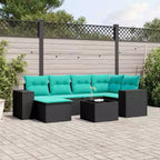 vidaXL Salon de jardin noir et bleu