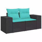 vidaXL Salon de jardin noir et bleu