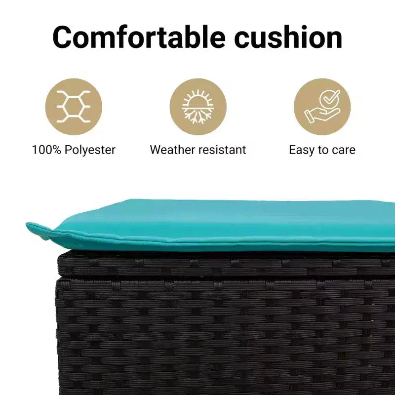 vidaXL Salon de jardin en rotin PE noir, polyester, acier revêtu par poudre
