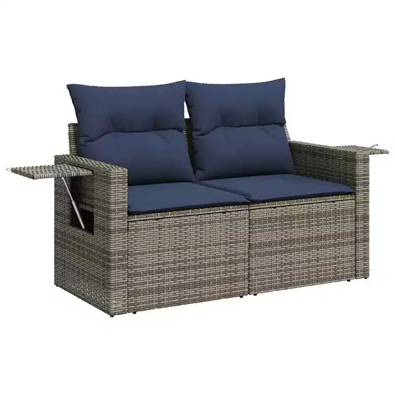 vidaXL Salon de jardin en rotin PE noir, polyester, acier revêtu par poudre