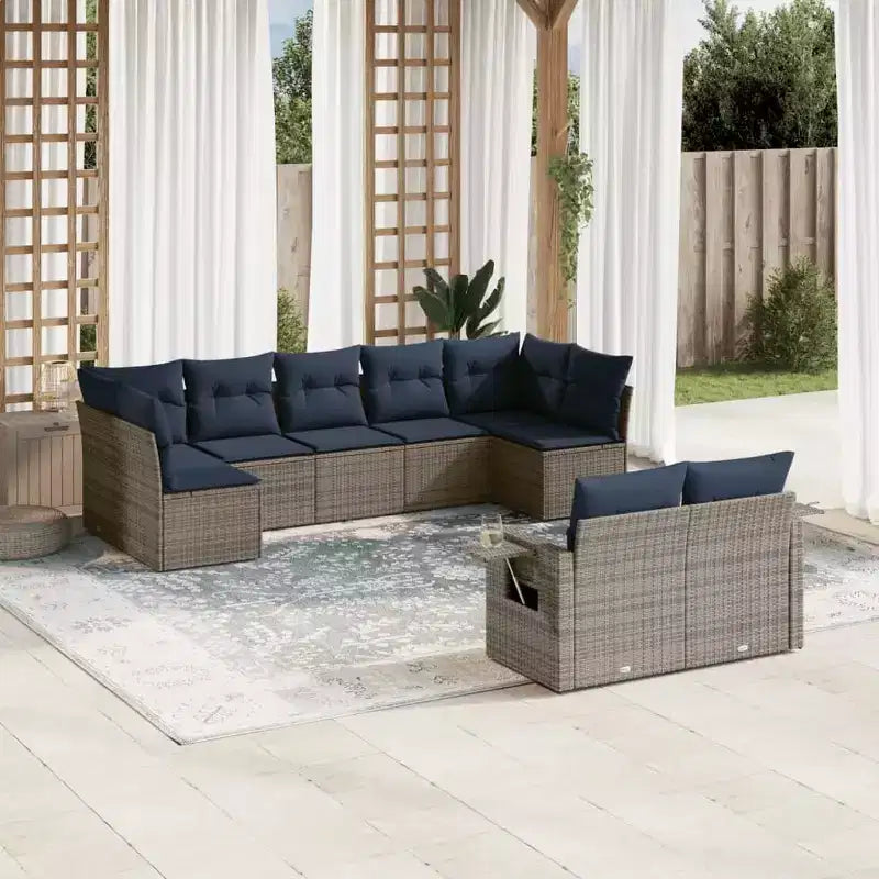 vidaXL Salon de jardin en rotin PE noir, polyester, acier revêtu par poudre