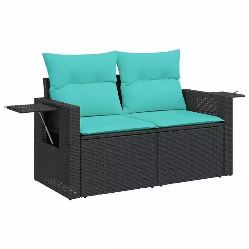 vidaXL Salon de jardin en rotin PE noir, polyester, acier revêtu par poudre