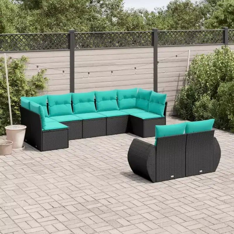 vidaXL Salon de jardin en rotin PE noir, polyester, acier revêtu par poudre