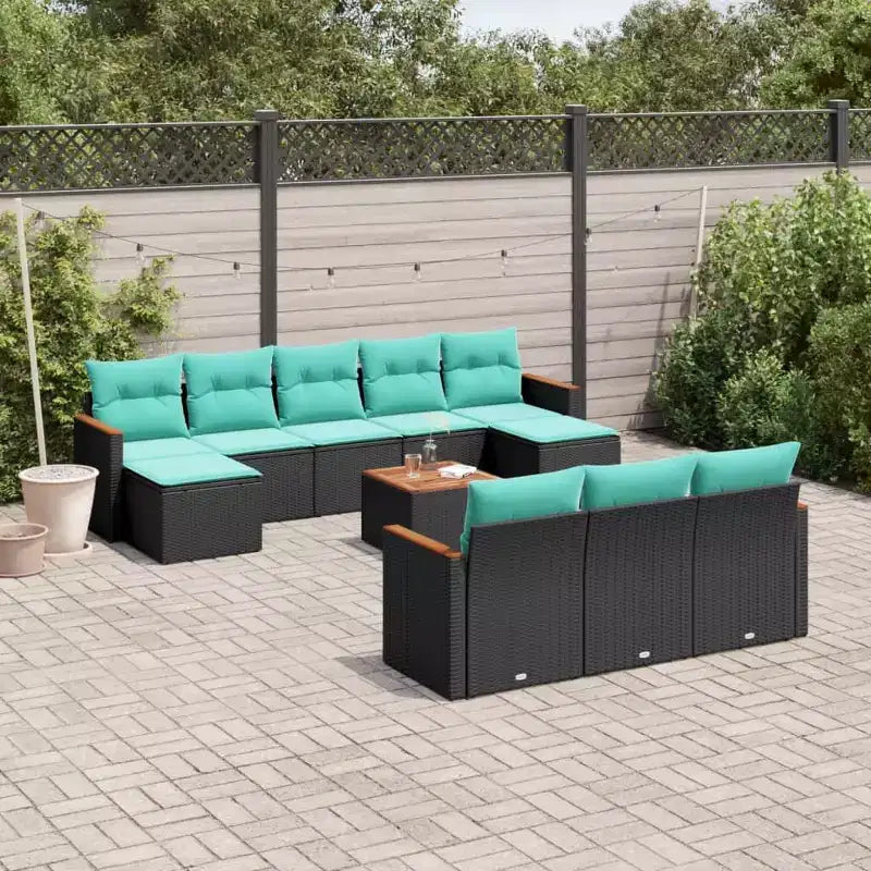 vidaXL Salon de jardin canapé noir résine tressée 10 pcs Modulable