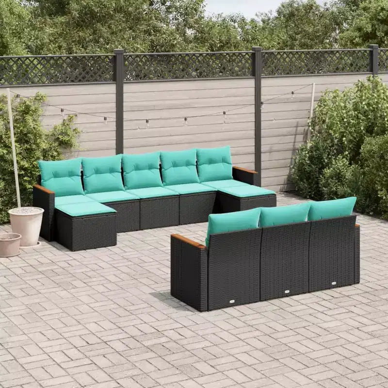 vidaXL Salon de jardin canapé noir résine tressée 10 pcs Modulable