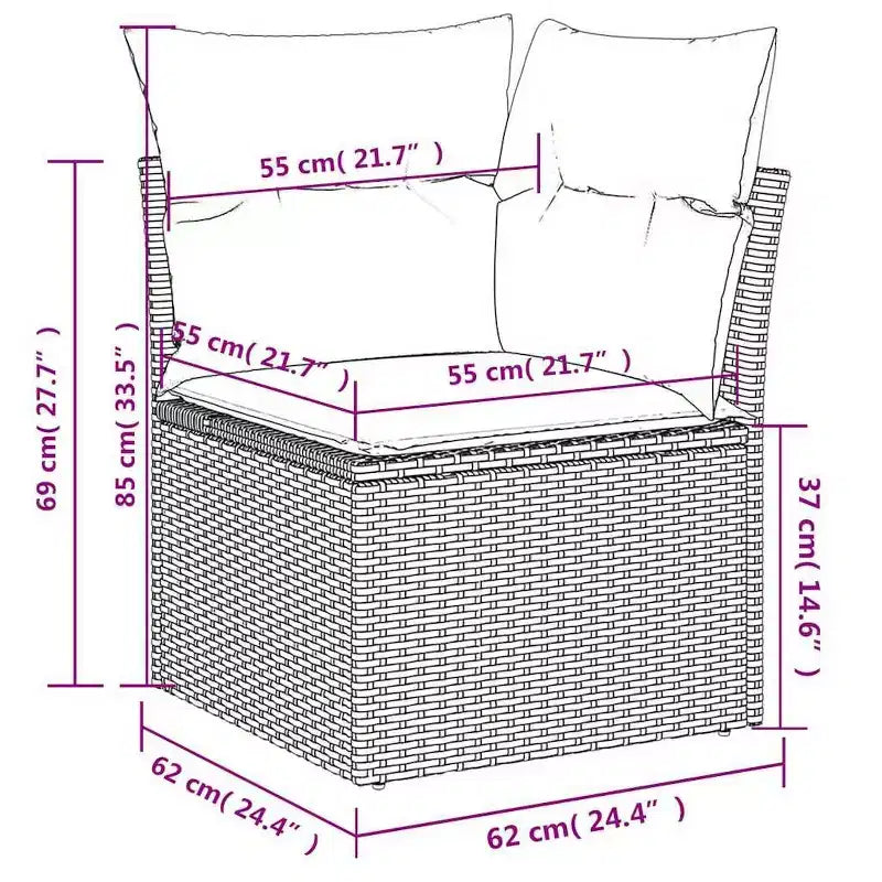 vidaXL Salon de jardin canapé noir résine tressée 10 pcs Modulable