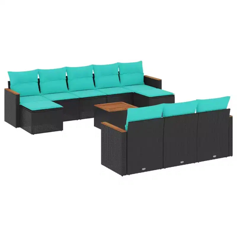 vidaXL Salon de jardin canapé noir résine tressée 10 pcs Modulable