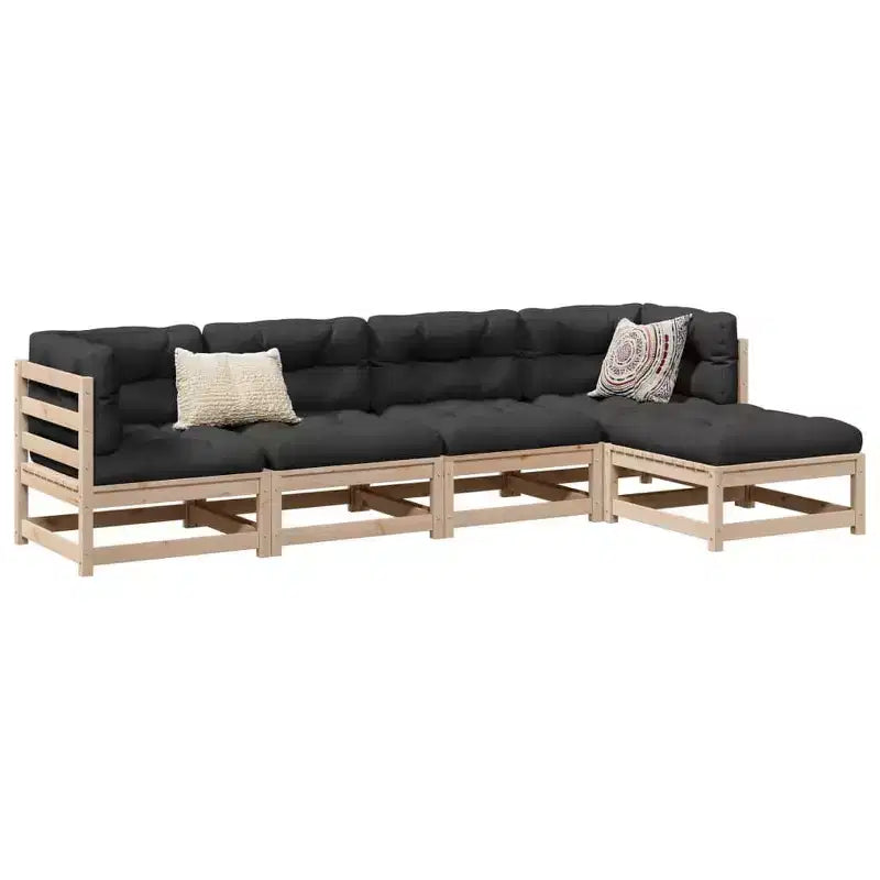 vidaXL Ensemble de canapés de jardin Bois naturel Bois de pin massif Modulable moyen