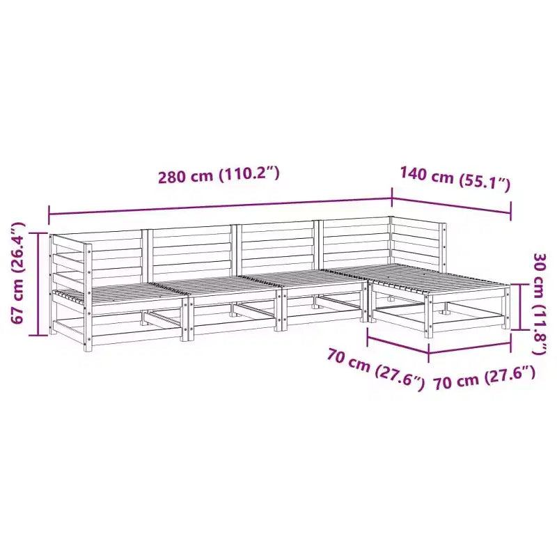 vidaXL Ensemble de canapés de jardin Bois naturel Bois de pin massif Modulable moyen